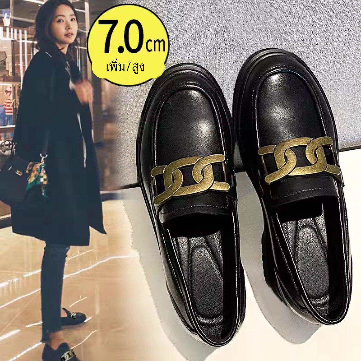 香港小皮鞋女英伦风高级感2025春秋覆古百搭一脚蹬内增高乐福单鞋