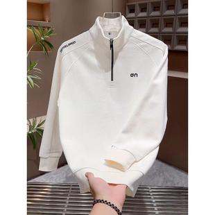 半拉炼卫衣男潮牌宽松立领长袖 MAROLIO 新款 秋季 T恤 简约高级感