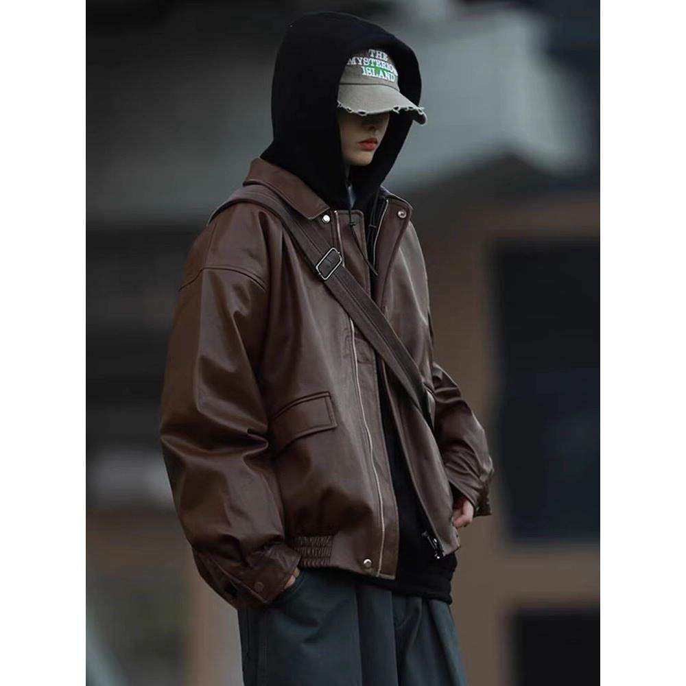 皮衣男修身韩版潮流帅气青年机车服春秋季款高级感皮夹克男士外套