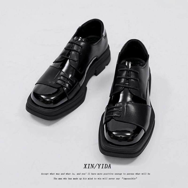 男士皮鞋2025新款秋冬休闲英伦商务正装结婚方头厚底内增高德比鞋,流行男鞋,正装皮鞋,淘宝优惠券,粉丝福利购,淘宝优惠卷