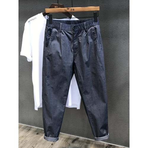 潮牌it neith BIAS高级感仿牛仔休闲裤面料宽松男士直筒百搭裤子