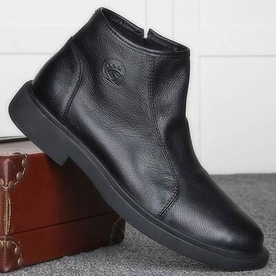 软皮马丁靴男款高帮棉皮鞋男冬季加绒休闲皮靴男中帮牛皮短靴真皮
