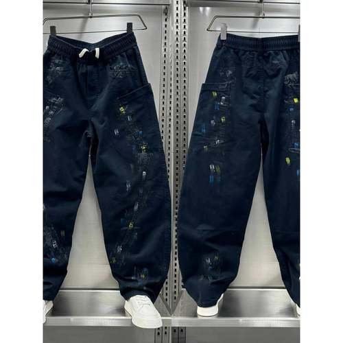 Mostarsea~美式高街泼墨工装裤男士秋季痞帅直筒宽松弯刀休闲裤