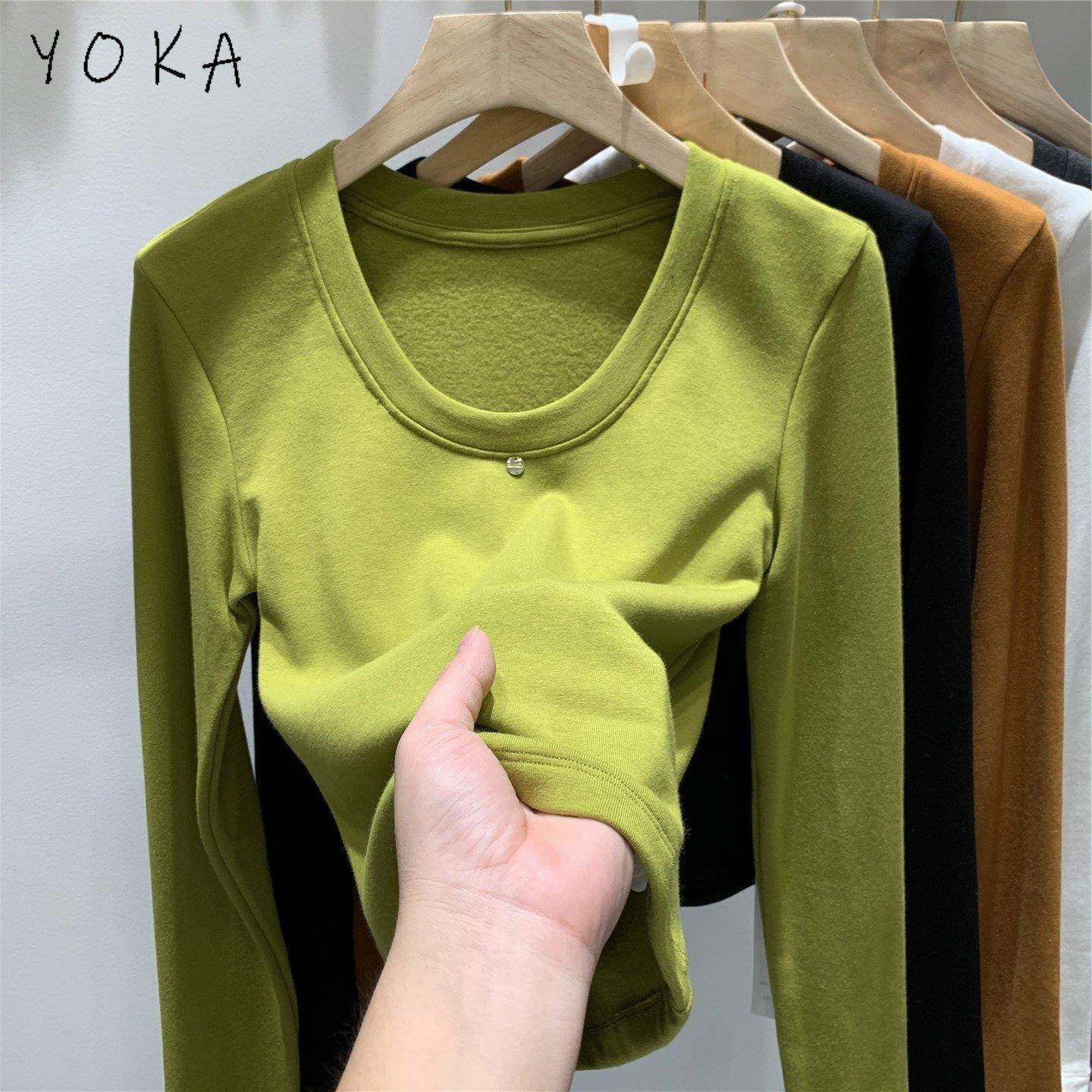 圆领长袖T恤女士2025秋冬新款慵懒风内搭打底衫修身显瘦短款上衣