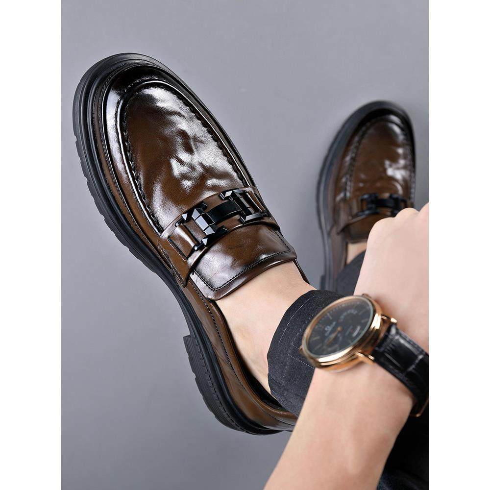 秋冬季商务正装休闲皮鞋男真皮透气英伦懒人一脚蹬男士圆头豆豆鞋,流行男鞋,休闲皮鞋,淘宝优惠券,粉丝福利购,淘宝优惠卷