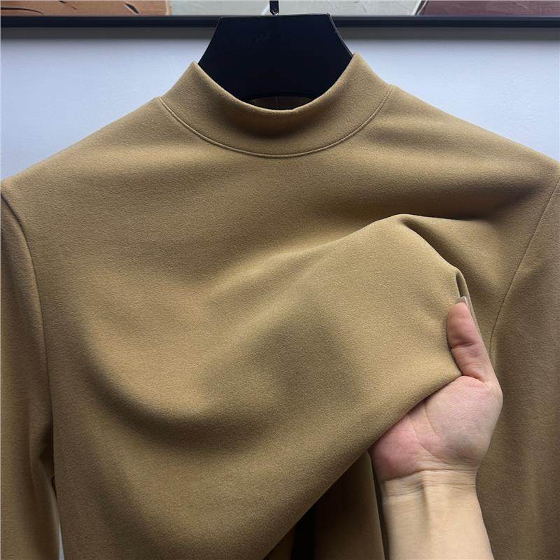 MAROLIO~德绒打底衫男士秋冬半高领高端内搭保暖双面绒长袖t恤男