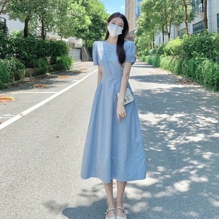 欧洲站夏季 茶歇冷淡风休闲气质别致漂亮显瘦连衣裙女 2025新款 法式