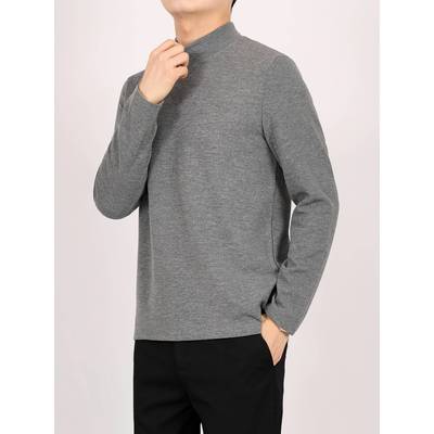 德绒半高领打底衫男款内搭春秋新款高级感长袖T恤男士双面绒秋衣