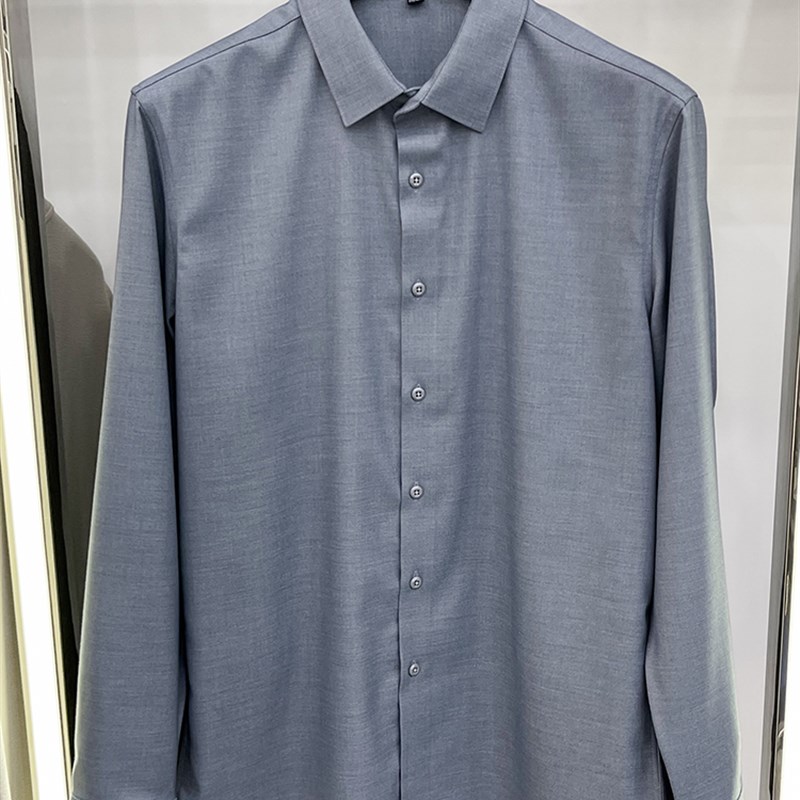意式奢级!高级体感!秋季男士长袖衬衫纯色商务休闲免熨烫抗皱衬衫