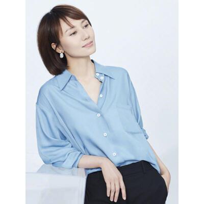 法国欧货宋茜袁泉明星同款真丝衬衫女2025新款休闲百搭桑蚕丝衬衣