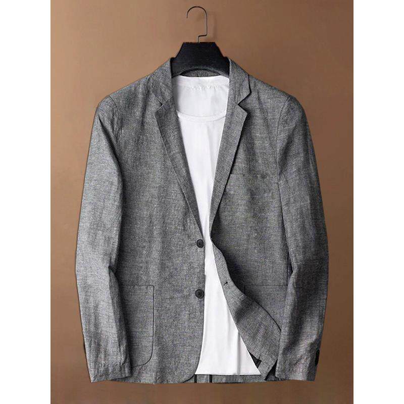 香港亚麻西装外套男高级感春夏款透气商务休闲单西男士棉麻西服薄
