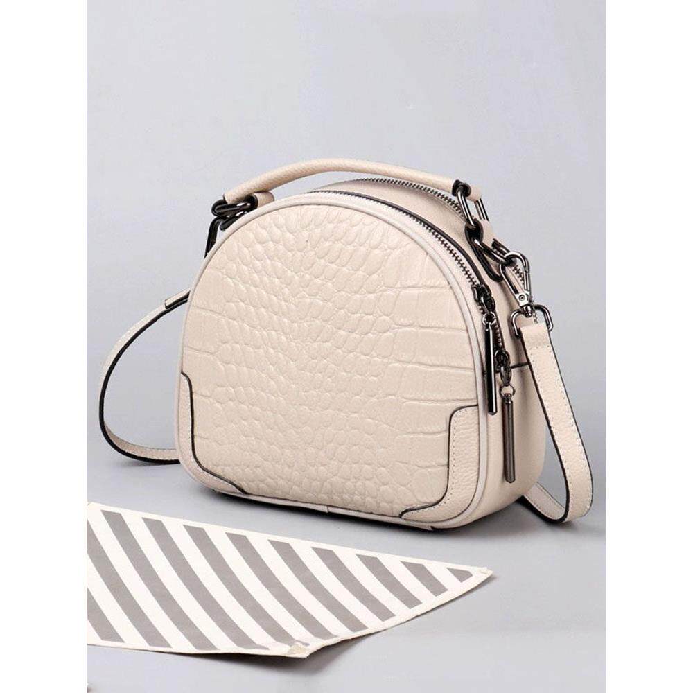 斜挎包女2024新款真皮手提包宽肩带百搭头层牛皮女包洋气小圆包