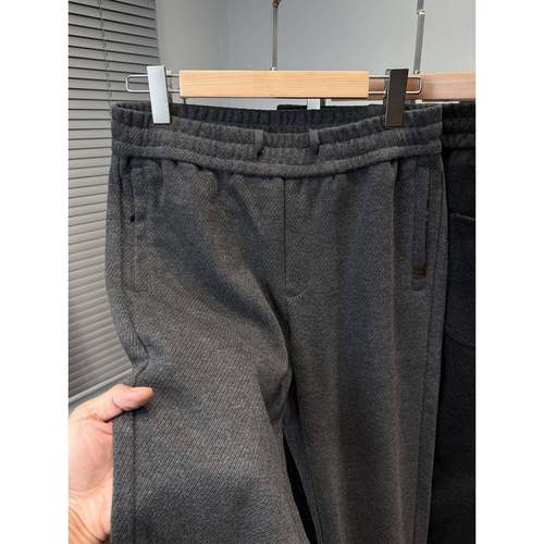 Mostarsea~高级感毛呢休闲裤男士秋冬季新款弹力松紧腰宽松直筒裤