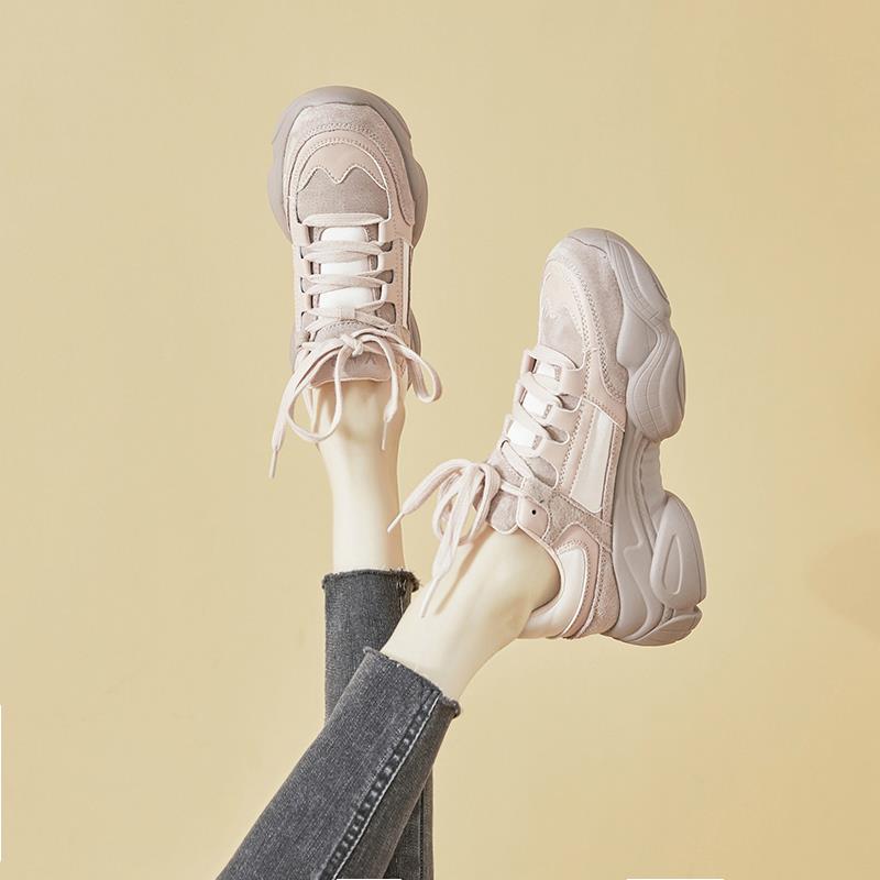 香港时尚品牌真皮女爸爸鞋2025春季新仙女风格休闲运动百搭露脚小