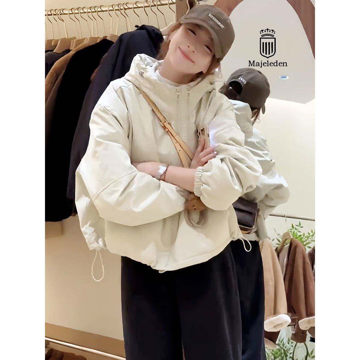 正品2025秋冬新款独特漂亮连帽冲锋衣外套女短款夹克夹棉棒球服女