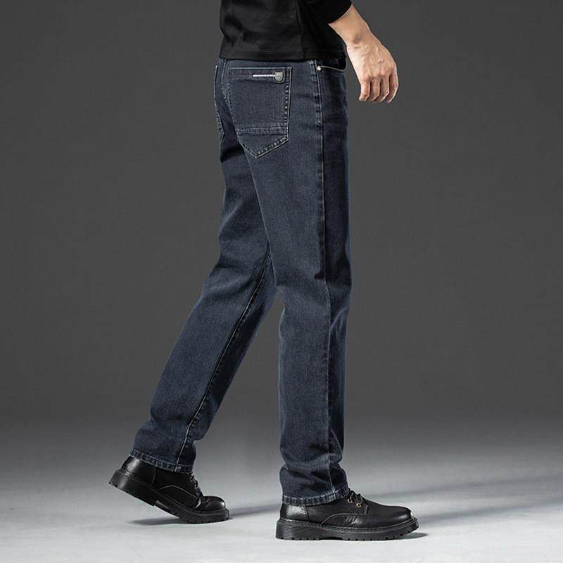高级感蓝黑牛仔裤男2025春秋款直筒宽松中年男裤秋季休闲百搭裤子