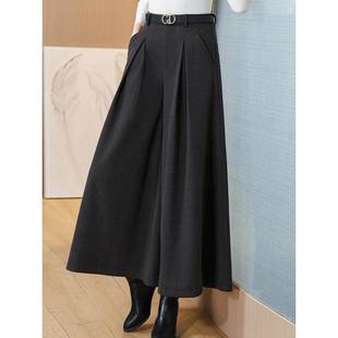 裙百搭九分西裤 高档轻奢羊毛呢阔腿裤 裤 高腰垂感甩裤 女士秋冬新款