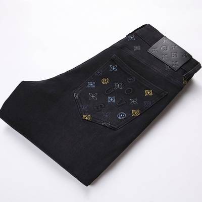 2025新款秋冬水洗黑灰色牛仔裤男修身小脚弹力裤子刺绣高端时尚潮