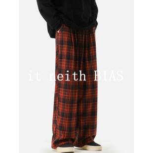 格子休闲长裤 BIAS王嘉尔同款 neith 美式 慵懒风阔腿卫裤 男秋季
