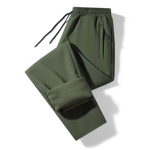 Mostarsea~纯色软壳冲锋裤男秋冬束脚裤加绒加厚休闲裤防水抽绳裤