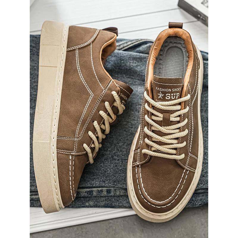 潮牌秋季男鞋2025新款时尚休闲运动平板鞋男士百搭防滑厚底休闲鞋,流行男鞋,休闲板鞋,淘宝优惠券,粉丝福利购,淘宝优惠卷