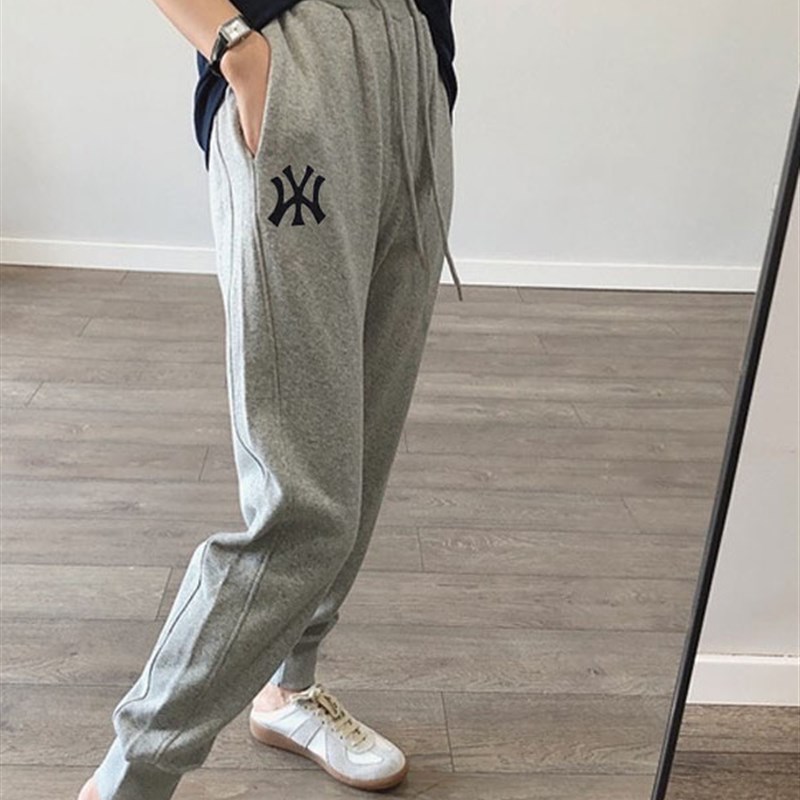 2025春秋新款宽松显瘦灰色卫裤女休闲潮流黑色束脚运动裤