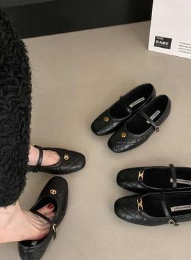 香港小香风内增高加绒玛丽珍鞋女2025年冬季新款黑色晚晚单鞋瓢鞋