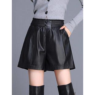 2025年春季新款海宁真皮皮裤女高腰显瘦绵羊皮短裤女阔腿外穿靴裤