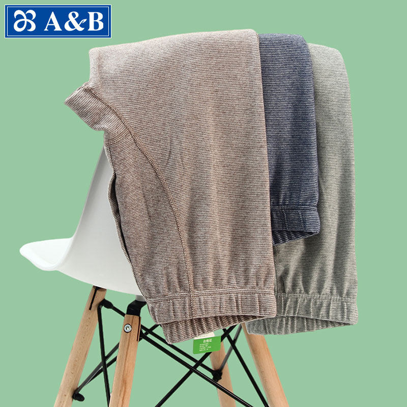 ab秋裤男士纯棉保暖棉毛裤全棉大码高弹中年爸爸单件高档刷绒棉裤