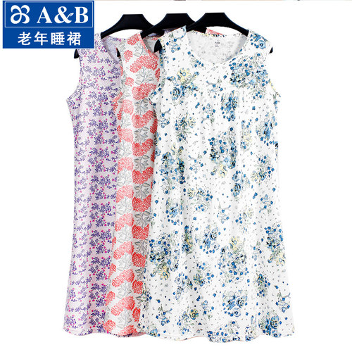 ab睡裙中老年纯棉家居宽松大码