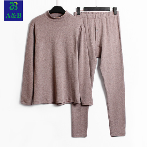 A＆B纯棉中厚秋衣秋裤男保暖套装