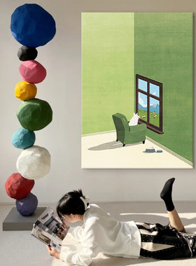绿色治愈系客厅挂画小清