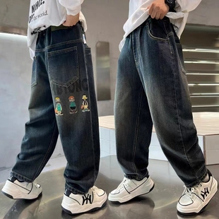 中大童宽松长裤 春秋款 儿童装 韩版 炸街 男童裤 加绒牛仔裤 子2024新款