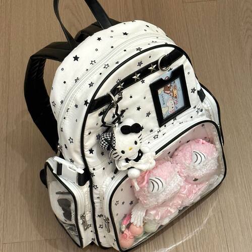 日系双肩透明吧唧星星学