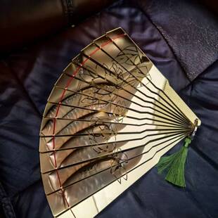童磨COS道具扇子 鬼灭之刃cosplay道具金色亚克力折扇金银双面扇