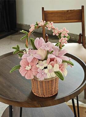 扭扭棒花篮手工diy花束材