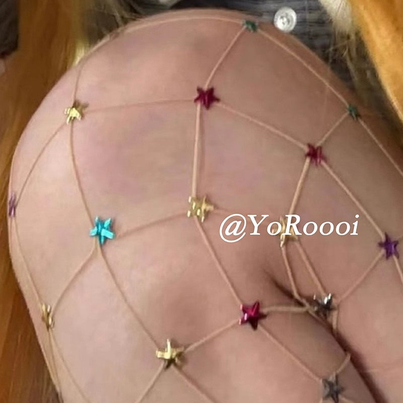 性感辣妹水钻星星网袜丝袜带钻