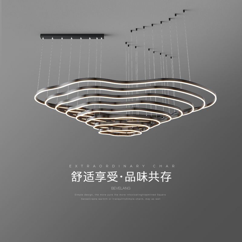 客厅吊灯现代简约轻奢别墅复式楼大吊灯非标定制酒店展厅沙盘灯具