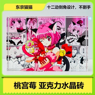 东京猫猫周边桃宫莓亚克力水晶砖二次元桌面摆件少女谷子动漫立牌