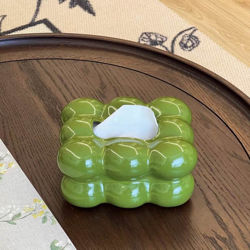 创意橄榄绿纸巾盒家用客厅茶几陶瓷抽纸盒纸抽盒餐巾纸盒装饰摆件