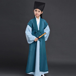 男童汉服儿童古装书生服装宋朝诗人书童女童国学服三字经表演出服