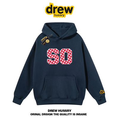 drew官网SO格子印花连帽卫衣男女