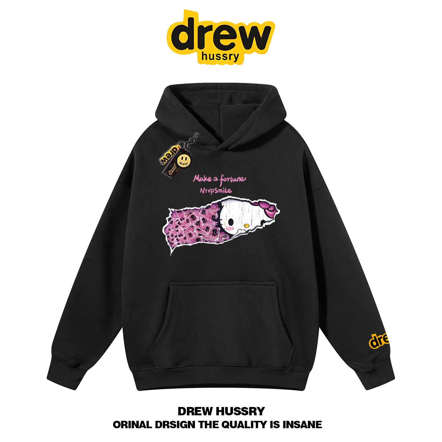 drew潮牌HelloKitty连帽卫衣男女