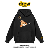 drew美式 潮牌拉链小熊印花连帽卫衣男女情侣装 休闲宽松bf秋冬外套