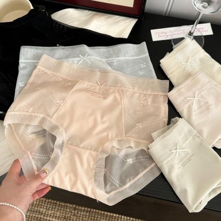 朦胧轻透水光面膜裤女内裤性感甜美零束缚亲肤底裆7A抑菌女士短裤