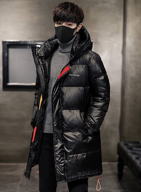 中长款加厚工装亮面男士羽绒服