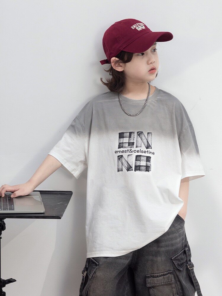 男童短袖T恤夏装2026新款儿童夏季潮牌半袖大童纯棉体恤上衣洋气t