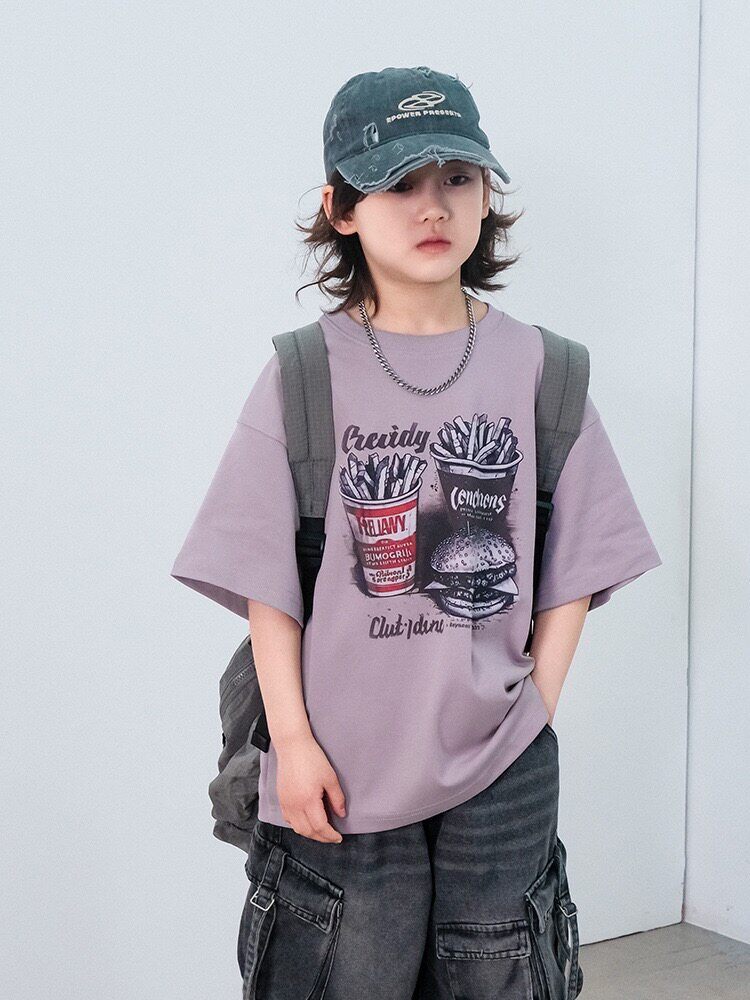 男童短袖T恤夏装2026新款儿童夏季潮牌半袖大童纯棉体恤上衣洋气t