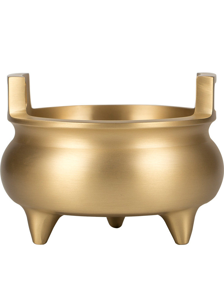 纯铜香炉家用室内插香具用品焚香炉家居大号双耳线香炉三足香器