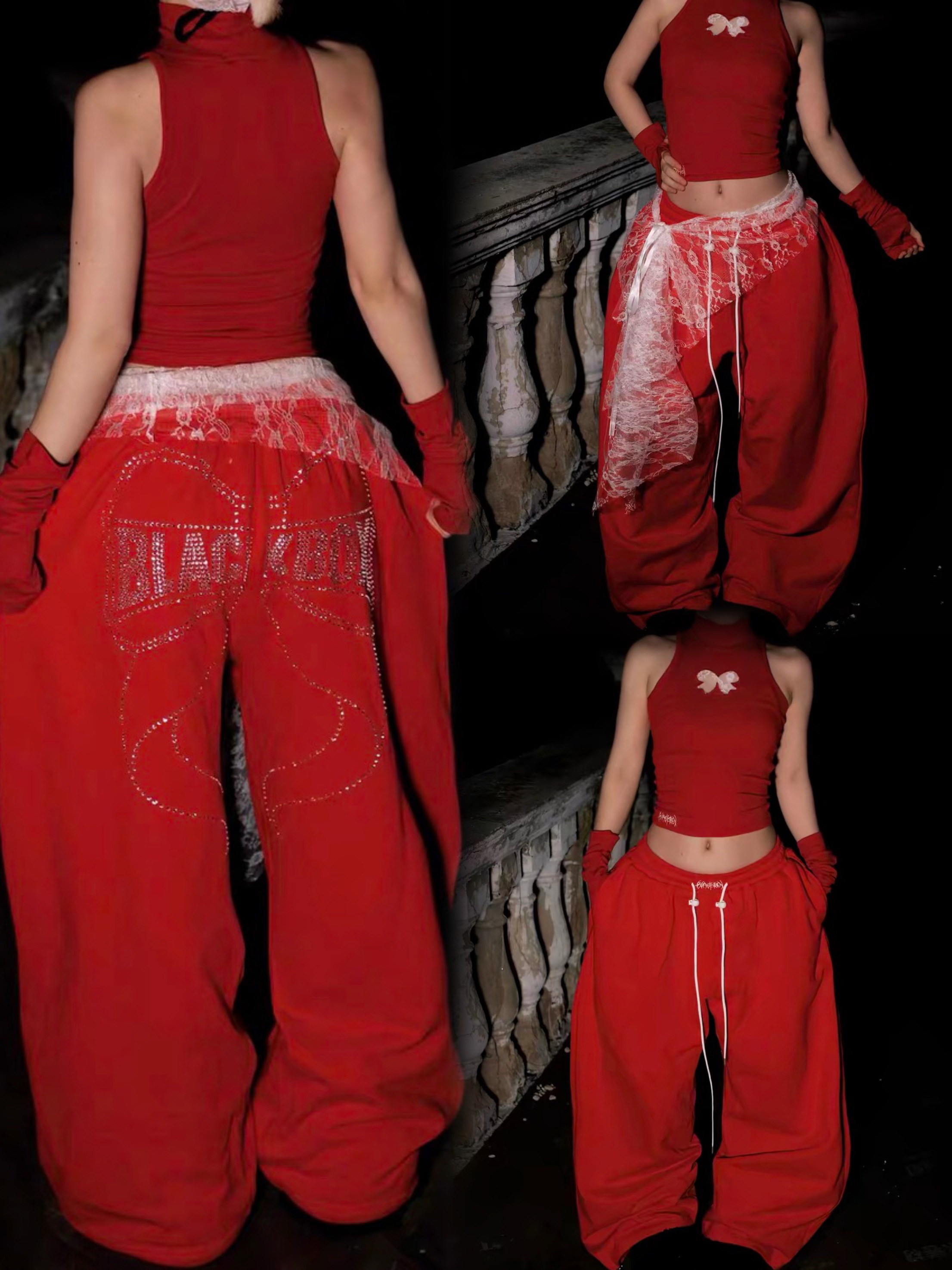 爵士jazz原创蝴蝶结闪钻跳舞卫裤男女街舞宽松休闲直筒抽绳拖地裤,女装/女士精品,休闲裤,淘宝优惠券,粉丝福利购,淘宝优惠卷